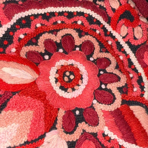 Gorgeous Vintage Embroidered Floral Clutch in Red and Pink